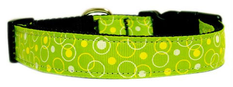 Retro Nylon Ribbon Collar Lime Green XS