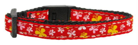 Butterfly Nylon Ribbon Collar Red Cat Safety