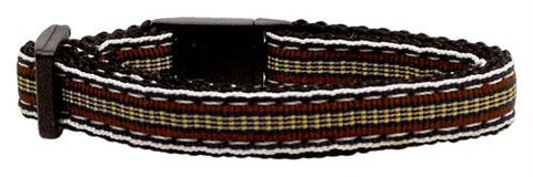 Preppy Stripes Nylon Ribbon Collars Brown-Khaki Cat Safety