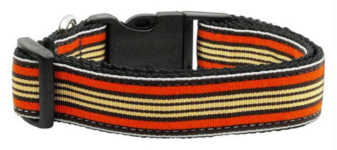 Preppy Stripes Nylon Ribbon Collars Orange-Khaki Large