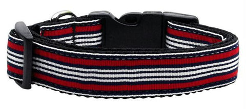 Preppy Stripes Nylon Ribbon Collars Red-White Sm