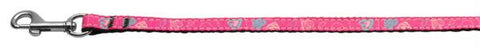 Crazy Hearts Nylon Collars Bright Pink 3-8 wide 6Ft Lsh