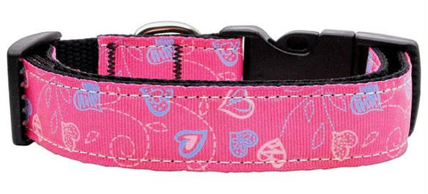 Crazy Hearts Nylon Collars Bright Pink Large