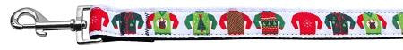 Ugly Sweater Nylon Ribbon Collars 1 wide 4ft Leash