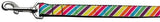 Striped Rainbow Nylon Ribbon Collars 1 wide 6ft Leash