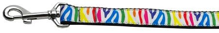 Zebra Rainbow Nylon Ribbon Dog Collars 1 wide 6ft Leash