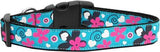 Aqua Love Nylon Ribbon Dog Collars Medium