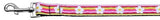 Striped Daisy Ribbon Dog Collars 1 wide 4ft Leash