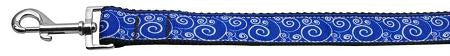 Blue and White Swirly Nylon Ribbon Dog Collars 1 wide 6ft Leash