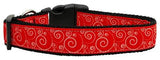 Red and White Swirly Nylon Ribbon Dog Collars Large