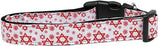 Red Star of David Nylon Dog Collar Medium