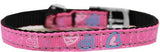 Crazy Hearts Nylon Dog Collar with classic buckles 3-8" Bright Pink Size 12