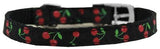 Cherries Nylon Dog Collar with classic buckle 3-8" Black Size 14