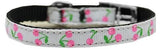 Cherries Nylon Dog Collar with classic buckle 3-8" White Size 12