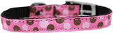 Confetti Dots Nylon Dog Collar with classic buckle 3-8" Bright Pink Size 10