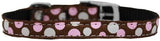 Confetti Dots Nylon Dog Collar with classic buckle 3-8" Brown Size 16