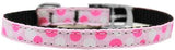 Confetti Dots Nylon Dog Collar with classic buckle 3-8" Light Pink Size 10