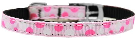 Confetti Dots Nylon Dog Collar with classic buckle 3-8" Light Pink Size 12