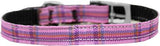 Plaid Nylon Dog Collar with classic buckle 3-8" Pink Size 8