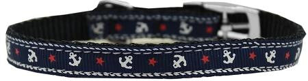 Anchors Nylon Dog Collar with classic buckle 3-8" Blue Size 14