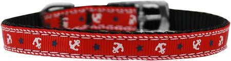 Anchors Nylon Dog Collar with classic buckle 3-8" Red Size 8