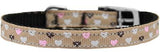 Argyle Hearts Nylon Dog Collar with classic buckle 3-8" Tan Size 12