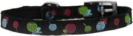 Lollipops Nylon Dog Collar with classic buckle 3-8" Black Size 12