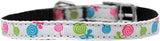 Lollipops Nylon Dog Collar with classic buckle 3-8" White Size 14