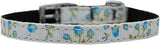 Roses Nylon Dog Collar with classic buckle 3-8" Blue Size 12