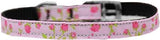 Roses Nylon Dog Collar with classic buckle 3-8" Pink Size 8