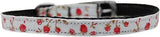 Roses Nylon Dog Collar with classic buckle 3-8" Red Size 12