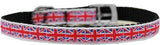 Tiled Union Jack(UK Flag) Nylon Dog Collar with classic buckle 3-8" Size 10