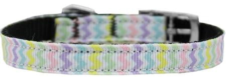 Spring Chevron Nylon Dog Collar with classic buckle 3-8" Size 8