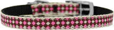 Pink Checkers Nylon Dog Collar with classic buckle 3-8" Size 12