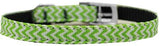 Chevrons Nylon Dog Collar with classic buckle 3-8" Lime Green Size 12