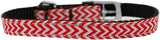 Chevrons Nylon Dog Collar with classic buckle 3-8" Red Size 12