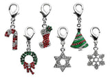 Holiday lobster claw charms - zipper pulls Candy Cane .