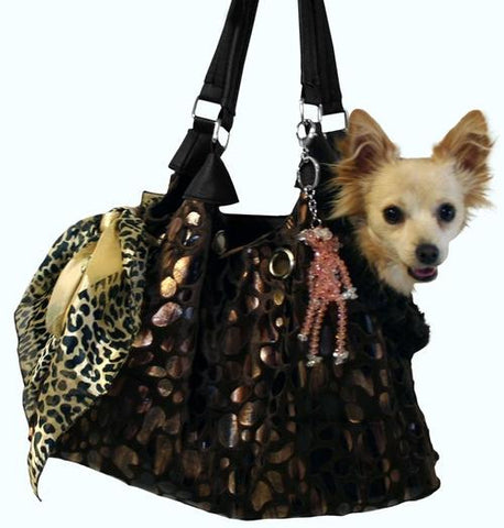 Black with Animal Foil RunAround Pet Carrier Tote