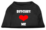 Bitches Love Me Screen Print Shirts Black  XS (8)