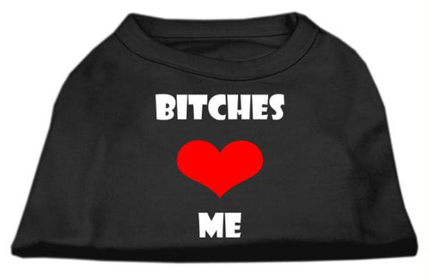 Bitches Love Me Screen Print Shirts Black  XS (8)