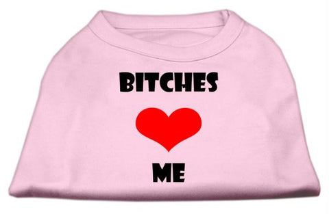 Bitches Love Me Screen Print Shirts Light Pink XS (8)