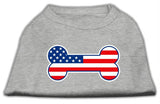 Bone Shaped American Flag Screen Print Shirts  Grey L (14)