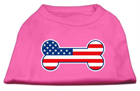 Bone Shaped American Flag Screen Print Shirts  Bright Pink M (12)