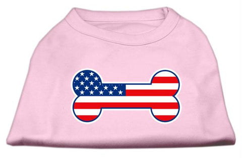 Bone Shaped American Flag Screen Print Shirts  Light Pink XS (8)