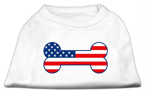 Bone Shaped American Flag Screen Print Shirts  White XS (8)