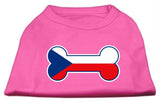 Bone Shaped Czech Republic Flag Screen Print Shirts Bright Pink L (14)