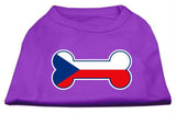 Bone Shaped Czech Republic Flag Screen Print Shirts Purple XS (8)