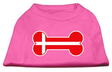 Bone Shaped Denmark Flag Screen Print Shirts Bright Pink L (14)