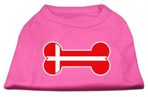 Bone Shaped Denmark Flag Screen Print Shirts Bright Pink L (14)