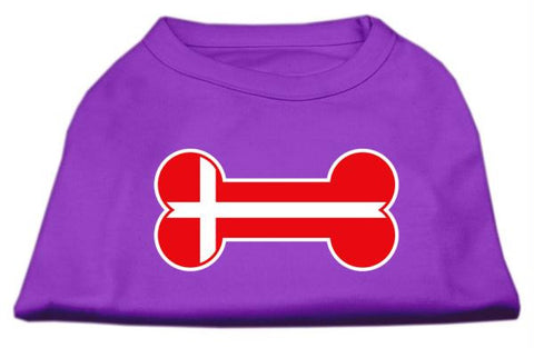 Bone Shaped Denmark Flag Screen Print Shirts Purple L (14)